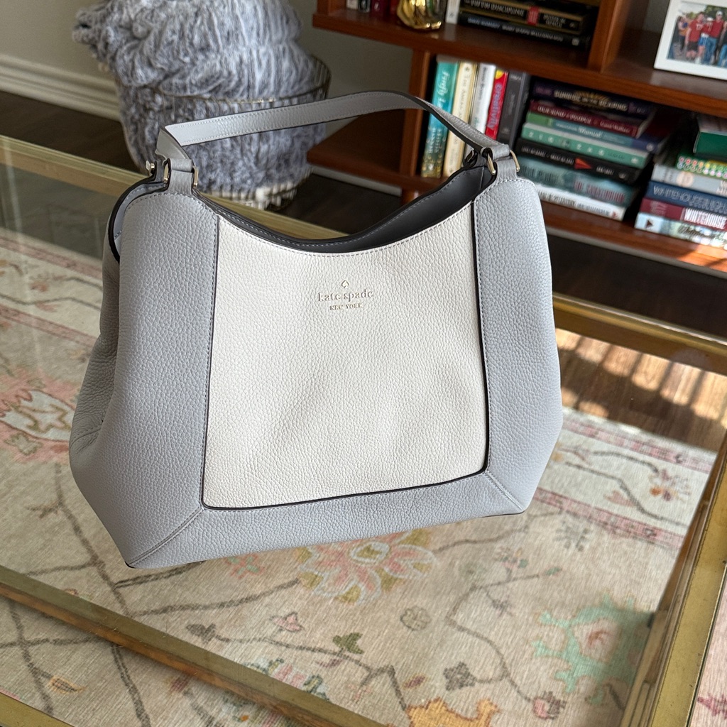 Kate Spade Two-Tone Shoulder Bag In Gray And Cream